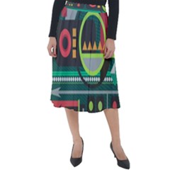 Background Colors Abstract Shapes Classic Velour Midi Skirt  by Nexatart