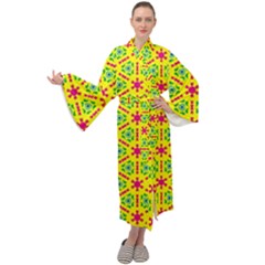 Pattern Texture Seamless Modern Maxi Tie Front Velour Kimono by Nexatart