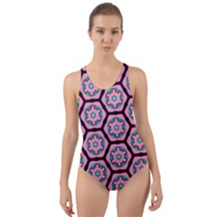 Background Pattern Tile Cut-out Back One Piece Swimsuit by Nexatart