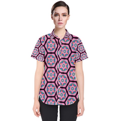 Background Pattern Tile Women s Short Sleeve Shirt by Nexatart