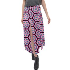 Background Pattern Tile Velour Split Maxi Skirt