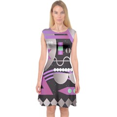 Background Abstract Geometric Capsleeve Midi Dress by Nexatart