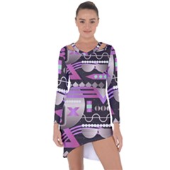 Background Abstract Geometric Asymmetric Cut-out Shift Dress by Nexatart