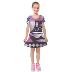 Background Abstract Geometric Kids  Short Sleeve Velvet Dress