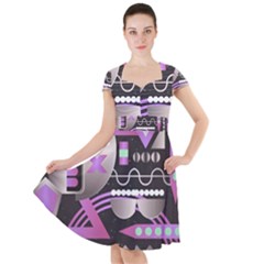 Background Abstract Geometric Cap Sleeve Midi Dress by Nexatart