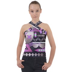 Background Abstract Geometric Cross Neck Velour Top by Nexatart