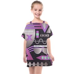 Background Abstract Geometric Kids  One Piece Chiffon Dress