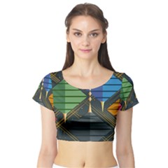 Background Colors Non Seamless Short Sleeve Crop Top by Nexatart