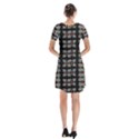 Pattern Black Background Texture Short Sleeve V-neck Flare Dress View2