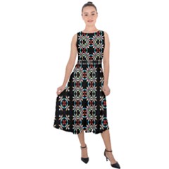 Pattern Black Background Texture Midi Tie-back Chiffon Dress by Nexatart