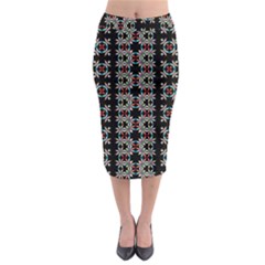 Pattern Black Background Texture Midi Pencil Skirt by Nexatart