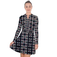 Pattern Black Background Texture Long Sleeve Panel Dress