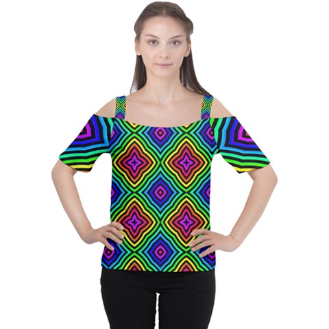 Pattern Rainbow Colors Rainbow Cutout Shoulder Tee by Nexatart