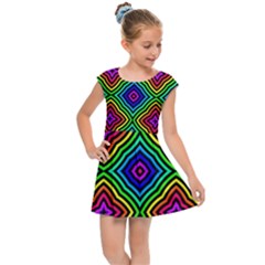 Pattern Rainbow Colors Rainbow Kids  Cap Sleeve Dress