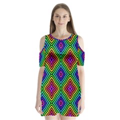 Pattern Rainbow Colors Rainbow Shoulder Cutout Velvet One Piece