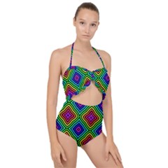 Pattern Rainbow Colors Rainbow Scallop Top Cut Out Swimsuit by Nexatart