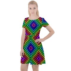 Pattern Rainbow Colors Rainbow Cap Sleeve Velour Dress  by Nexatart