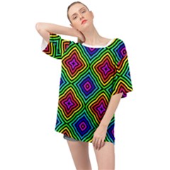 Pattern Rainbow Colors Rainbow Oversized Chiffon Top