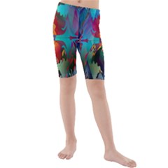 Background Sci Fi Fantasy Colorful Kids  Mid Length Swim Shorts by Nexatart