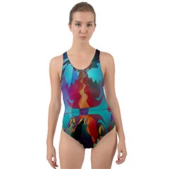 Background Sci Fi Fantasy Colorful Cut-out Back One Piece Swimsuit by Nexatart