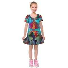 Background Sci Fi Fantasy Colorful Kids  Short Sleeve Velvet Dress