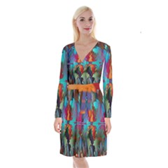 Background Sci Fi Fantasy Colorful Long Sleeve Velvet Front Wrap Dress