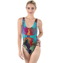 Background Sci Fi Fantasy Colorful High Leg Strappy Swimsuit by Nexatart