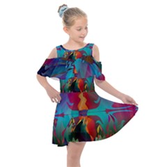 Background Sci Fi Fantasy Colorful Kids  Shoulder Cutout Chiffon Dress by Nexatart