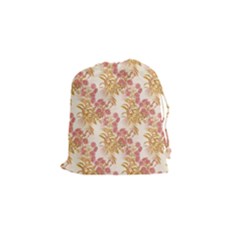 Scrapbook Floral Decorative Vintage Drawstring Pouch (small) by Nexatart