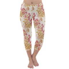 Scrapbook Floral Decorative Vintage Capri Winter Leggings 