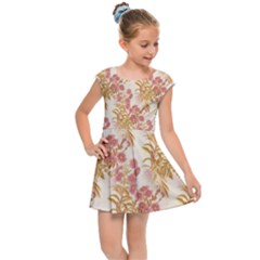 Scrapbook Floral Decorative Vintage Kids  Cap Sleeve Dress by Nexatart