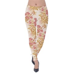 Scrapbook Floral Decorative Vintage Velvet Leggings