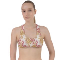 Scrapbook Floral Decorative Vintage Criss Cross Racerback Sports Bra by Nexatart