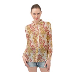 Scrapbook Floral Decorative Vintage Long Sleeve Chiffon Shirt