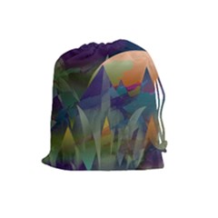 Mountains Abstract Mountain Range Drawstring Pouch (large) by Nexatart