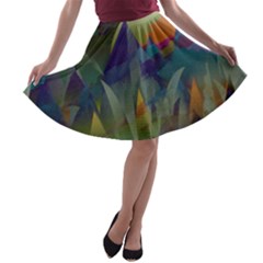 Mountains Abstract Mountain Range A-line Skater Skirt by Nexatart