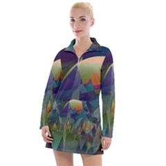 Mountains Abstract Mountain Range Women s Long Sleeve Casual Dress