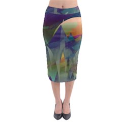 Mountains Abstract Mountain Range Midi Pencil Skirt by Nexatart