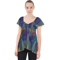 Mountains Abstract Mountain Range Lace Front Dolly Top by Nexatart