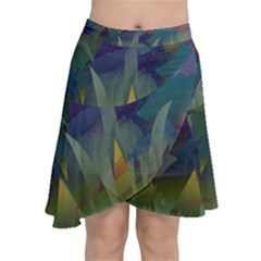 Mountains Abstract Mountain Range Chiffon Wrap Front Skirt by Nexatart