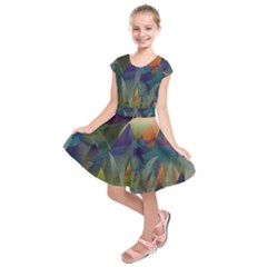 Mountains Abstract Mountain Range Kids  Short Sleeve Dress by Nexatart