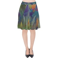 Mountains Abstract Mountain Range Velvet High Waist Skirt by Nexatart