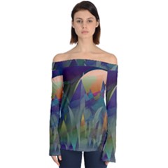 Mountains Abstract Mountain Range Off Shoulder Long Sleeve Top by Nexatart