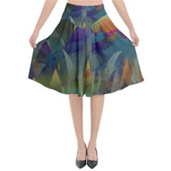 Mountains Abstract Mountain Range Flared Midi Skirt by Nexatart