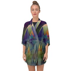 Mountains Abstract Mountain Range Half Sleeve Chiffon Kimono by Nexatart