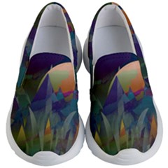 Mountains Abstract Mountain Range Kids  Lightweight Slip Ons by Nexatart