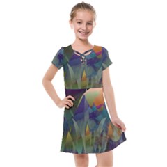 Mountains Abstract Mountain Range Kids  Cross Web Dress by Nexatart