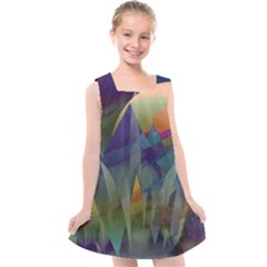 Mountains Abstract Mountain Range Kids  Cross Back Dress