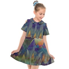 Mountains Abstract Mountain Range Kids  Short Sleeve Shirt Dress by Nexatart