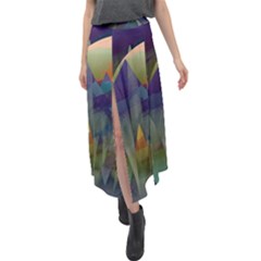 Mountains Abstract Mountain Range Velour Split Maxi Skirt